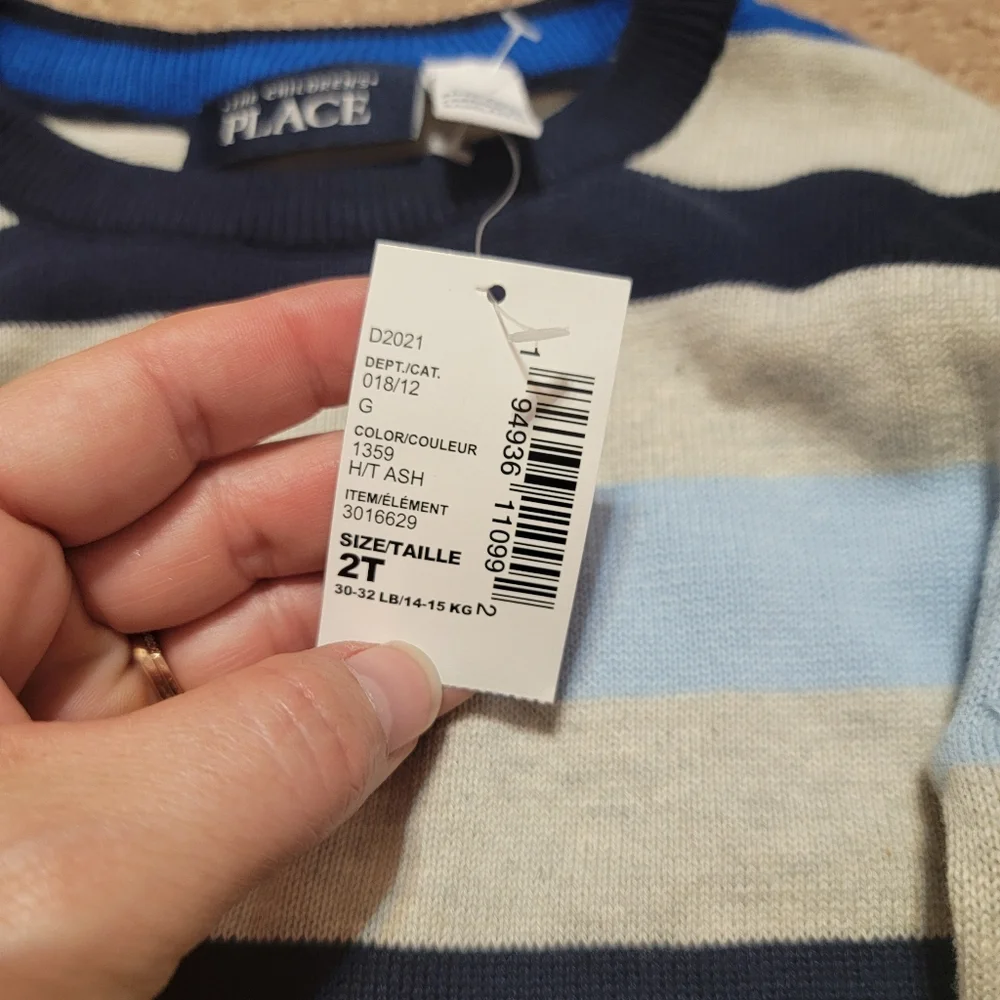 The Children's Place Toddler Boy Striped Sweater Size 2T Pullover Crewneck‎ New